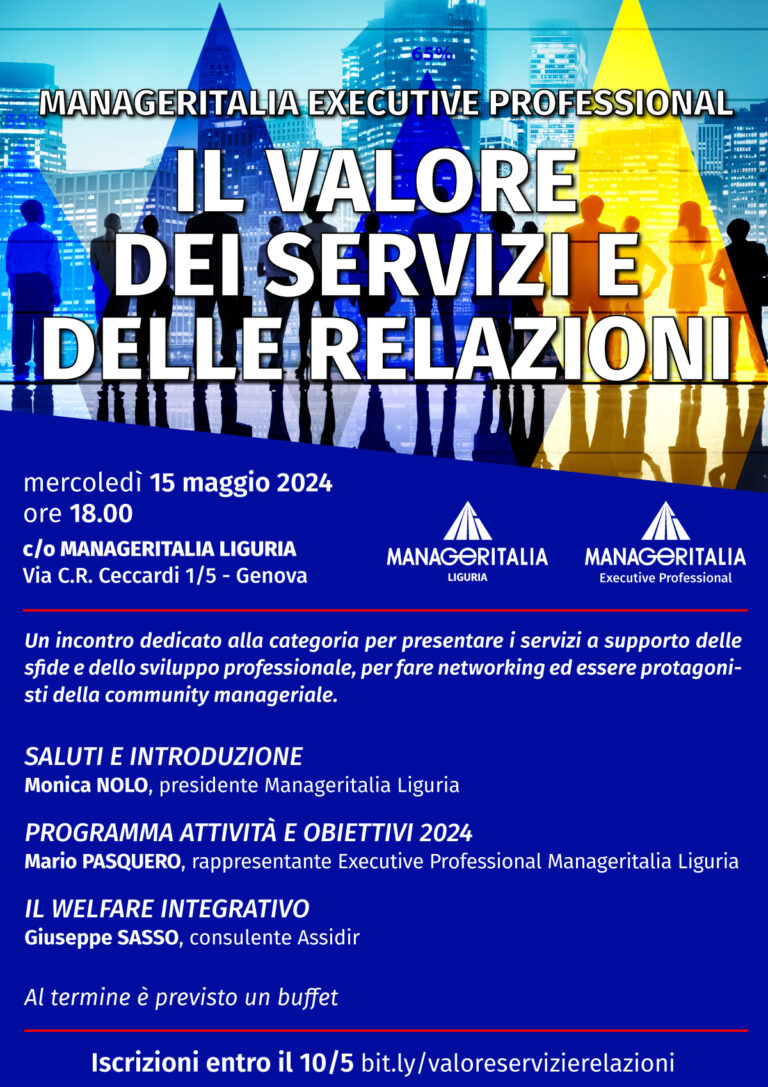 Locandina evento Valore servizi e relazioni - Liguria_Executive Professional 24052024