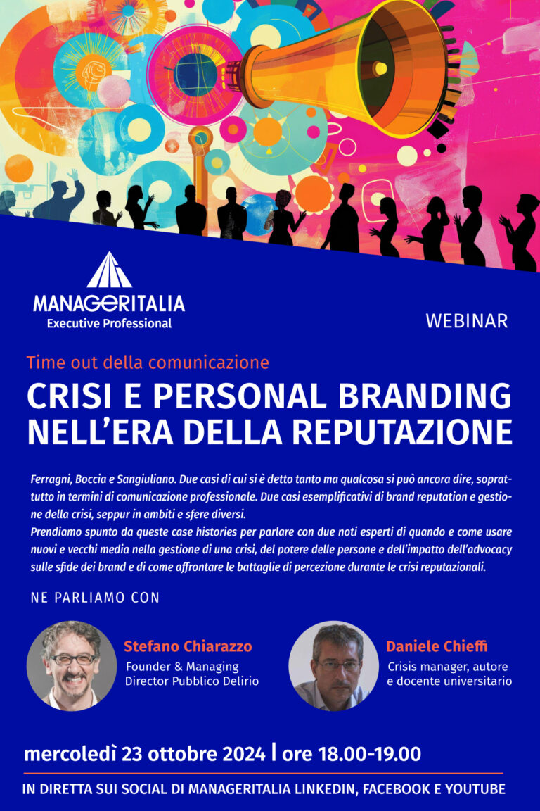 Locandina Crisi e Personal Branding - Evento Manageritalia Executive Professional