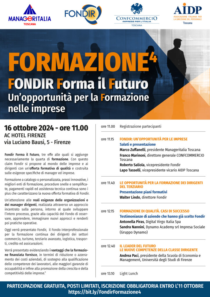 locandina Fondir Manageritalia Toscana - incontro 17 ott 2024