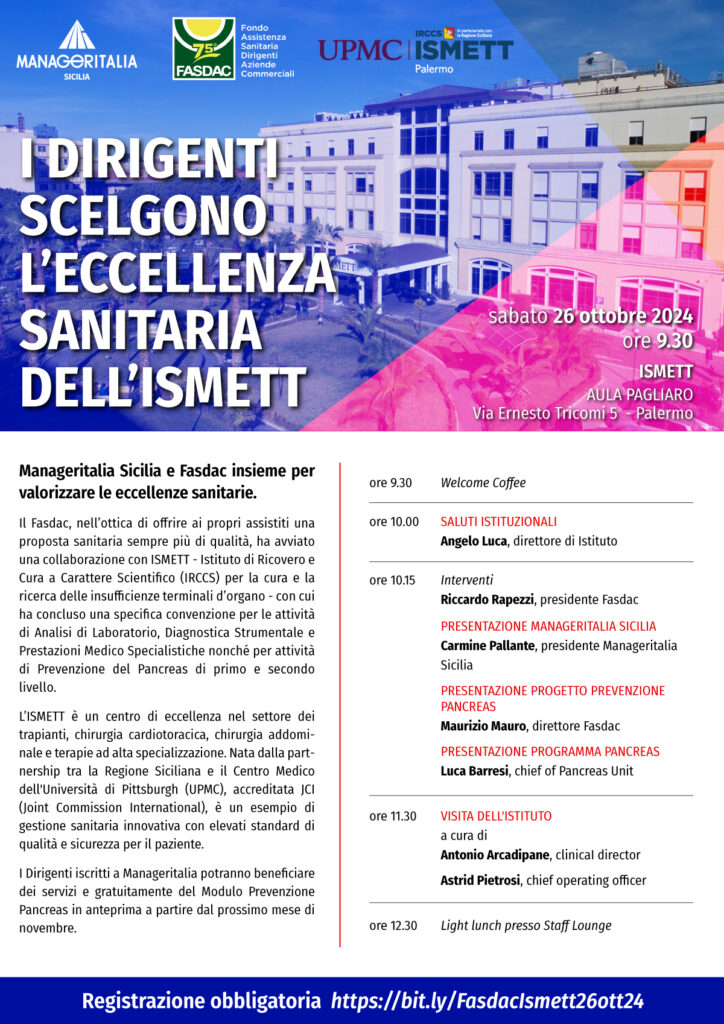 locandina evento Manageritalia Sicilia e Ismett 26ott2024