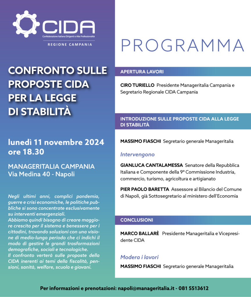 Locandina evento Cida - Assemblea Manageritalia Campania