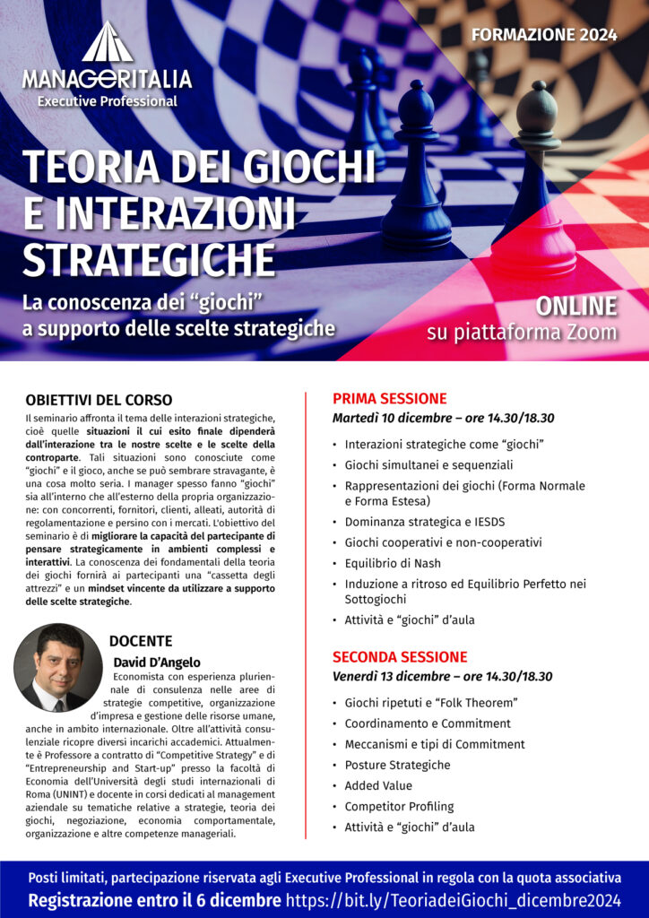 Locandina formazione Manageritalia Executive Professional dicembre 2024